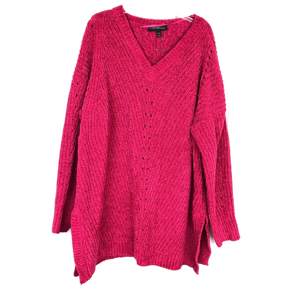 Lane Bryant Red Knit V-Neck Sweater Size 18/20